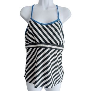 Nike Youth‎ 14 Black White Stripe Swim Tankini Top